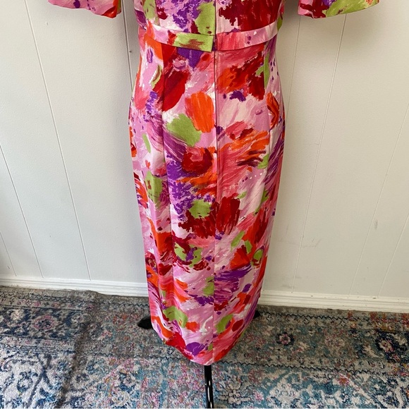 Vintage 60s 70s Pink Floral Empire Waist Maxi Dress Hostess 19.5” PTP, 15.5” W - Picture 14 of 16